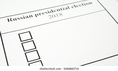 Concept Of The 2018 Russian Presidential Election On 18 March 2018. Voting Ballot By Red Pencil