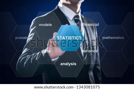 Concept about statistics, data, models and analysis on a transpa