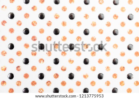 Concept abstract brown gold metal black points motif seamless pattern surface design. Repeatable design with stylized motifs for fabric wrapping, paper background.