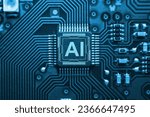 Concept AI (Artificial Intelligence) technology, chip IC on PCB, PCB circuit board, microprocessor.