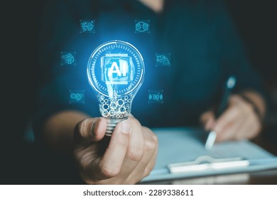 Concept Ai Artificial Intelligence technology. Digital chatbot, robot application and AI generate. Futuristic technology. Virtual assistant on internet.