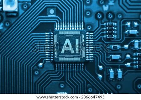 Concept AI (Artificial Intelligence) technology, chip IC on PCB, PCB circuit board, microprocessor.