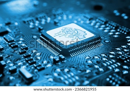 Concept AI (Artificial Intelligence) technology, chip IC on PCB, PCB circuit board, microprocessor, Machine learning. 