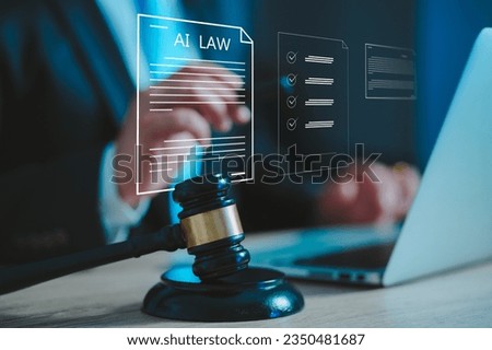 Concept of AI ethics or AI Law concept. Developing ethics. Compliance, regulation, standard, business policy and responsibility for guarding against unintended bias in machine learning algorithms.