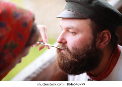 The Concept Of Ancient Traditions. Slavic Carnival. Rites, Dances ,fortune-telling. Outfits Of European Slavs.