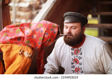 The Concept Of Ancient Traditions. Slavic Carnival. Rites, Dances ,fortune-telling. Outfits Of European Slavs.