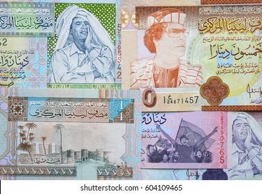 Concept: Arab Spring. Muammar Gaddafi On Libya 50 Dinar (2008) Banknote Close Up