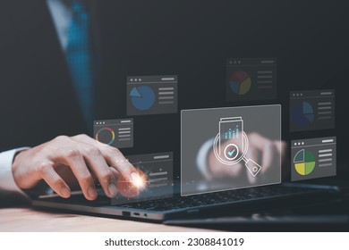 concept of auditing and evaluating the quality and efficiency of a business ,with statistical graphs and charts ,market data report analysis and consulting ,business account checking ,cost analysis