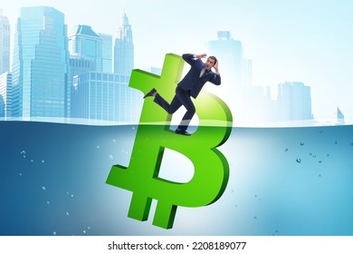 Concept of bitcoin losing its value - Shutterstock ID 2208189077