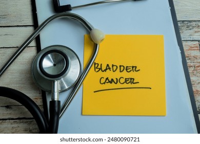 Concept of Bladder Cancer write on sticky notes isolated on Wooden Table. - Powered by Shutterstock