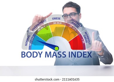 Concept of BMI - body mass index with nutritionist - Shutterstock ID 2111601635