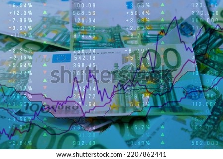 Concept of bonds. Many euro banknotes as background, closeup