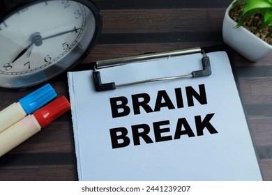 Concept of Brain Break write on paperwork isolated on wooden background.