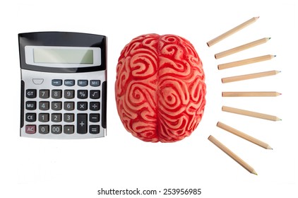 Concept of brain hemispheres between logic and creativity on white background.