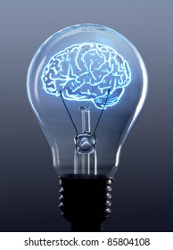 Concept Of Brain In A Lightbulb