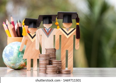 Concept of Budget for education learning scholaship financial fee payment, models people in university knowledge achievement for study abroad international have to money expensive for fees student