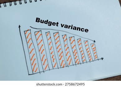 Concept of budget variance write on book isolated on Wooden Table.