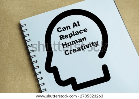 Concept of can AI replace human creativity write on book isolated on Wooden Table