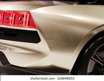 Concept car back view low angle - Shutterstock ID 1638440053