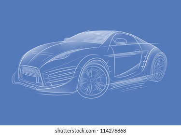 Concept Car Sketch. Original Car Design.