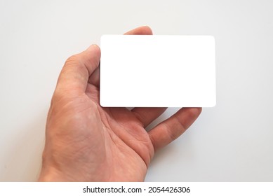 Concept Of Card.mockup For White Mackup In Palm.