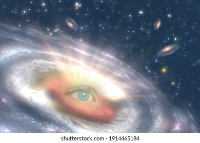 The concept of clairvoyance. A piercing look into the future. Paranormal abilities, clairvoyance, divination. Elements of this image are is furnished by NASA.