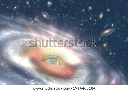 The concept of clairvoyance. A piercing look into the future. Paranormal abilities, clairvoyance, divination. Elements of this image are is furnished by NASA.