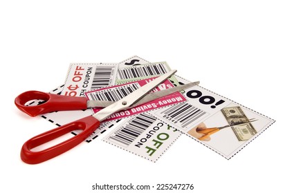 Concept Of Clipping Coupons Isolated On White