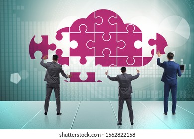 Concept of cloud computing with jigsaw puzzle