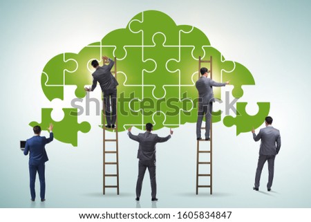 Concept of cloud computing with jigsaw puzzle
