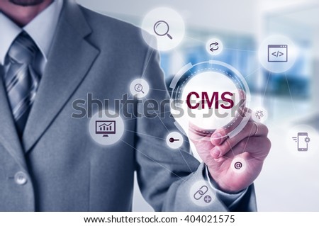 The concept of cms content management system website administration.