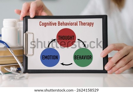 Concept of Cognitive Behavioral write on paper in hands doctor, Medical CBT Concept