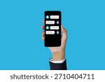 the concept of communicating through a communication app, contacting through messages in different languages