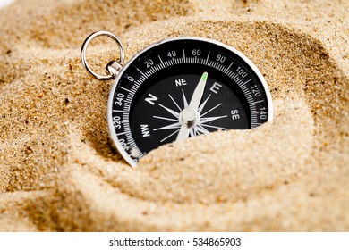 Concept Compass In Sand Searching Meaning Of Life