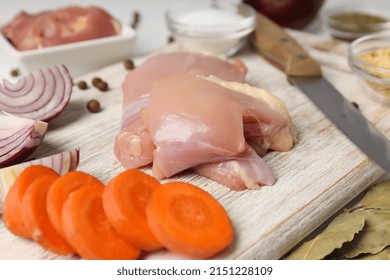 Concept Of Cooking Chicken Soup, Close Up