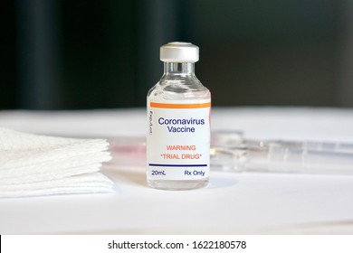 Concept Of A Coronavirus Trial Vaccine For  As An Outbreak Occurs In Wuhan, China