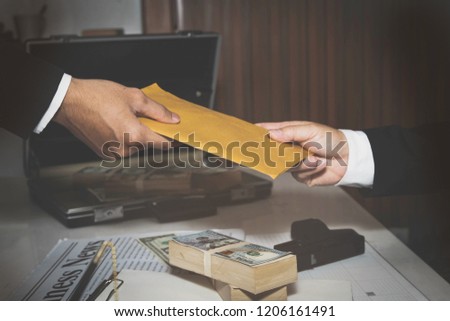 Concept Corruption And getting paid bribes : Submitting auctions, trading benefits, corruption and bribery schemes, business secrets.

