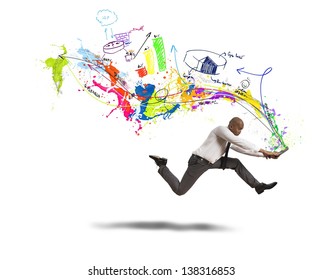 Concept of creative business with running businessman - Powered by Shutterstock