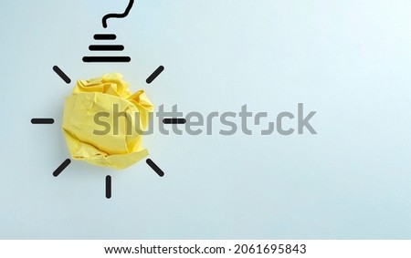 Concept of Creative idea thinking.,Yellow light bulb symbol on white background.