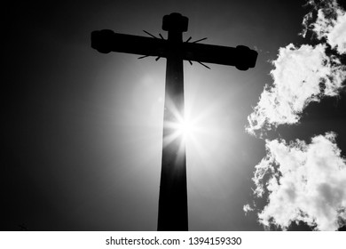 Concept Cross Religion Symbol Silhouette Over Stock Photo 1394159330 ...