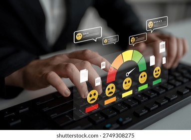 A concept of customer feedback analysis and satisfaction reporting. A dashboard for reviewing user comments, ratings, and overall satisfaction scores. Motif