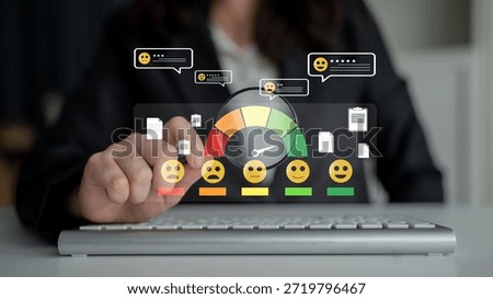 A concept of customer feedback analysis and satisfaction reporting. A dashboard for reviewing user comments, ratings, and overall satisfaction scores. Motif