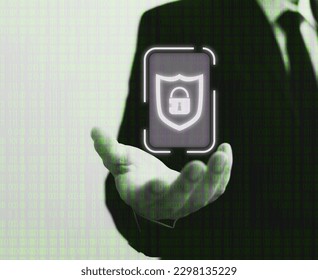 Concept of cyber security, data security and encryption, secure access to user personal data, secure internet access, cyber security, mobile smartphone and padlock icon. binary code numbers