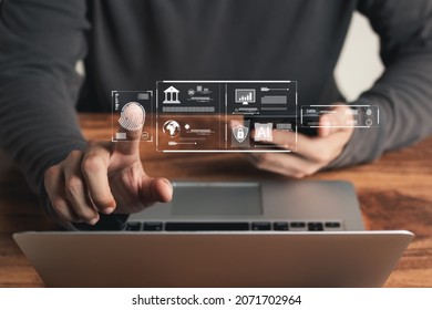 Concept of cyber security digital technology, business people use fingerprints to access personal cybersecurity, keeping users' personal information safe, secure internet access - Powered by Shutterstock - Get 15% off with code: PIKWIZARD15