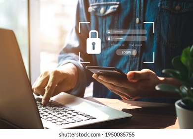 Concept of cyber security, information security and encryption, secure access to user's personal information, secure Internet access, cybersecurity. - Shutterstock ID 1950035755