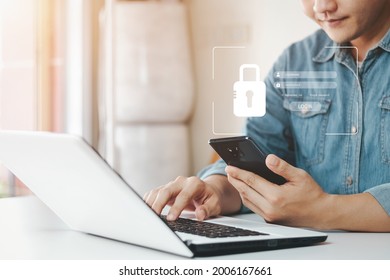 Concept of cyber security, information security and encryption, secure access to user's personal information, secure Internet access, cybersecurity.