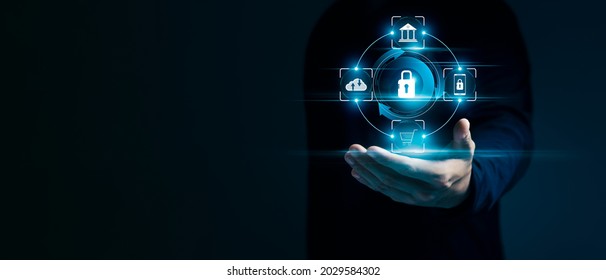 Concept of cyber security, information security and encryption, secure access to user's personal information, secure Internet access, cybersecurity.
