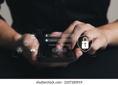 Concept Of Cyber Security, Information Security And Encryption, Login, User, Secure Access To User's Personal Information, Secure Internet Access.