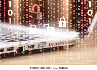 Concept of cyber security, information and encryption, secure access to user's personal information,