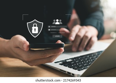 Concept Of Cyber Security, Information Security And Encryption, Login, User, Secure Access To User's Personal Information, Secure Internet Access.